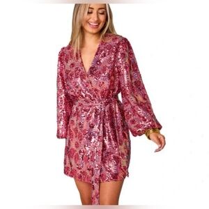BUDDYLOVE - Sequin Wrap Dress - Wild Strawberry